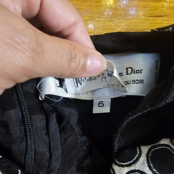 VTG Christian Dior Black & White Polka Dot Peplum Dress Size 6 - Picture 8 of 8